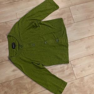 Jones New York Green 3/4 Sleeve Spring Buttons Sweater -lightweight Size Small S